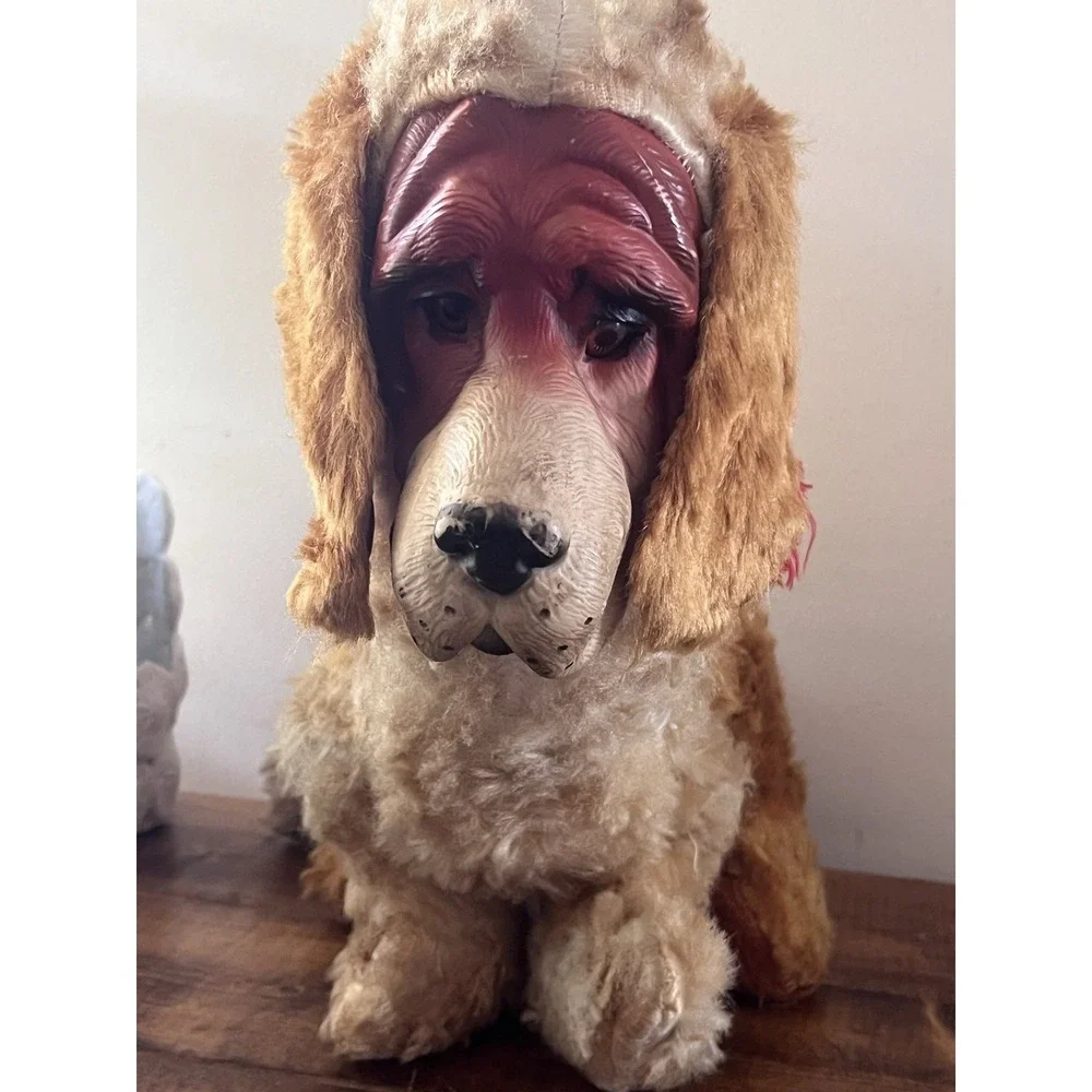 Novelty MY Toy Vintage Plush Rubber Face Basset Hound Dog,  Rushton Realistic